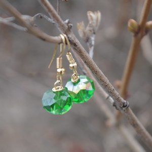 Aurora Borealis Gold Tone Dangle Drop Earrings